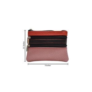Women's genuine leather coin purse and credit card wallet with key chain holder